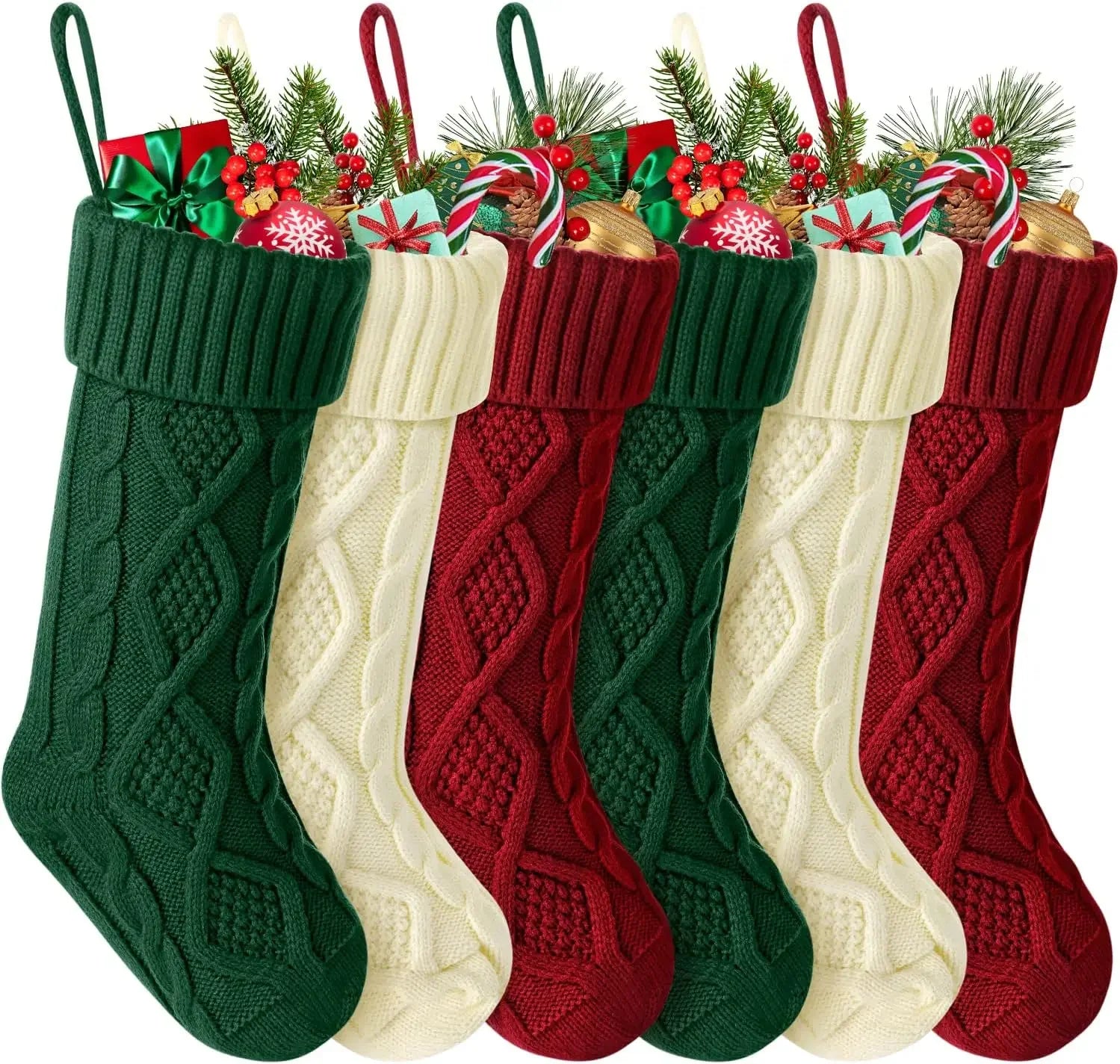 Family Cable Knit Christmas Stockings