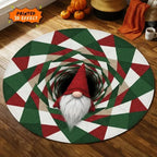 Christmas Gnome Round Rug Illusion Mat Holiday
