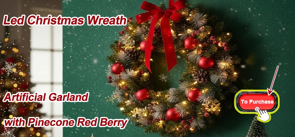 Christmas Garland Wreath With Pinecones Red Berries
