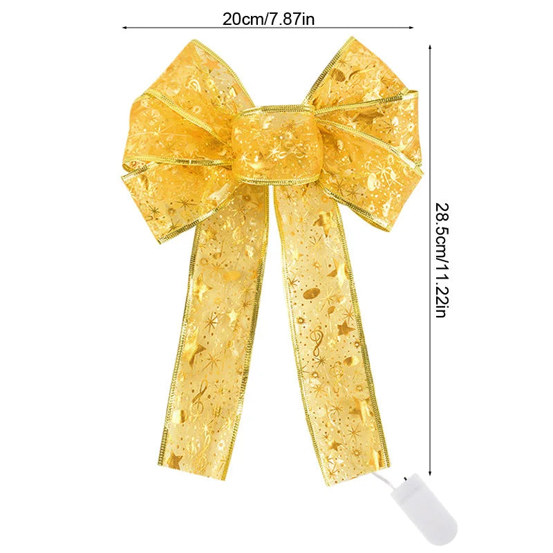 Christmas Tree Bow Ribbon Topper Hanging Ornament