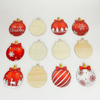 Red White Wooden Christmas Ball Ornament, Elk