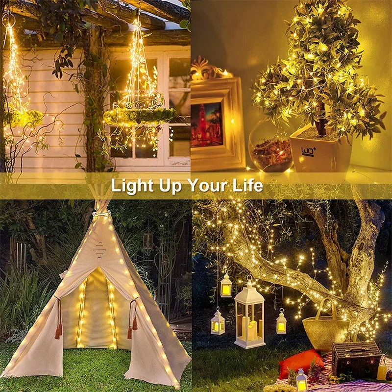 Solar Christmas Path Garland Lights