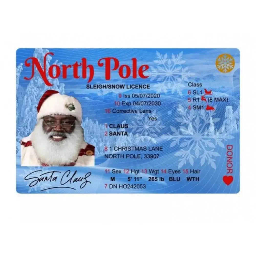 Cards Santa Claus Flying Licence Christmas Eve