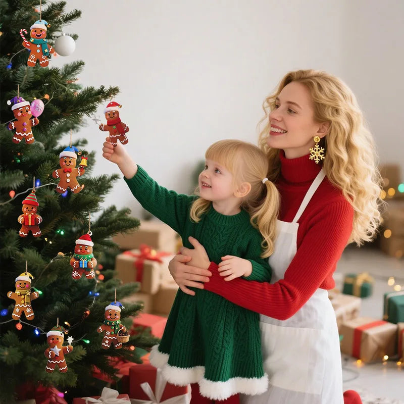 Christmas Gingerbread Man Ornaments Tree Wooden Hanging