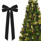Velvet Bows Christmas Tree Decorations,Pink Large Topper