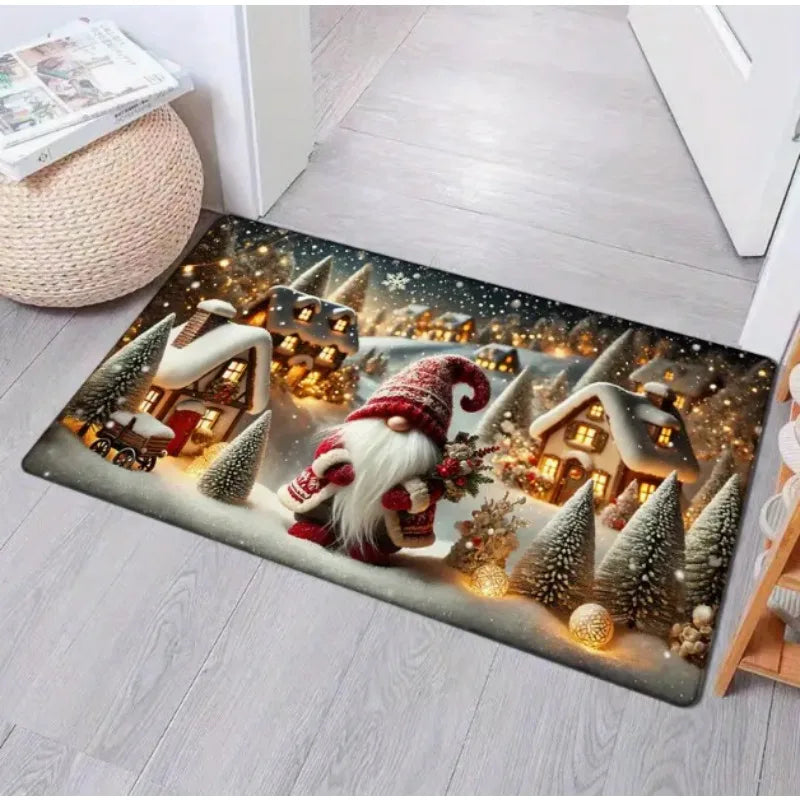 Cheerful Christmas Gnome Door Mat