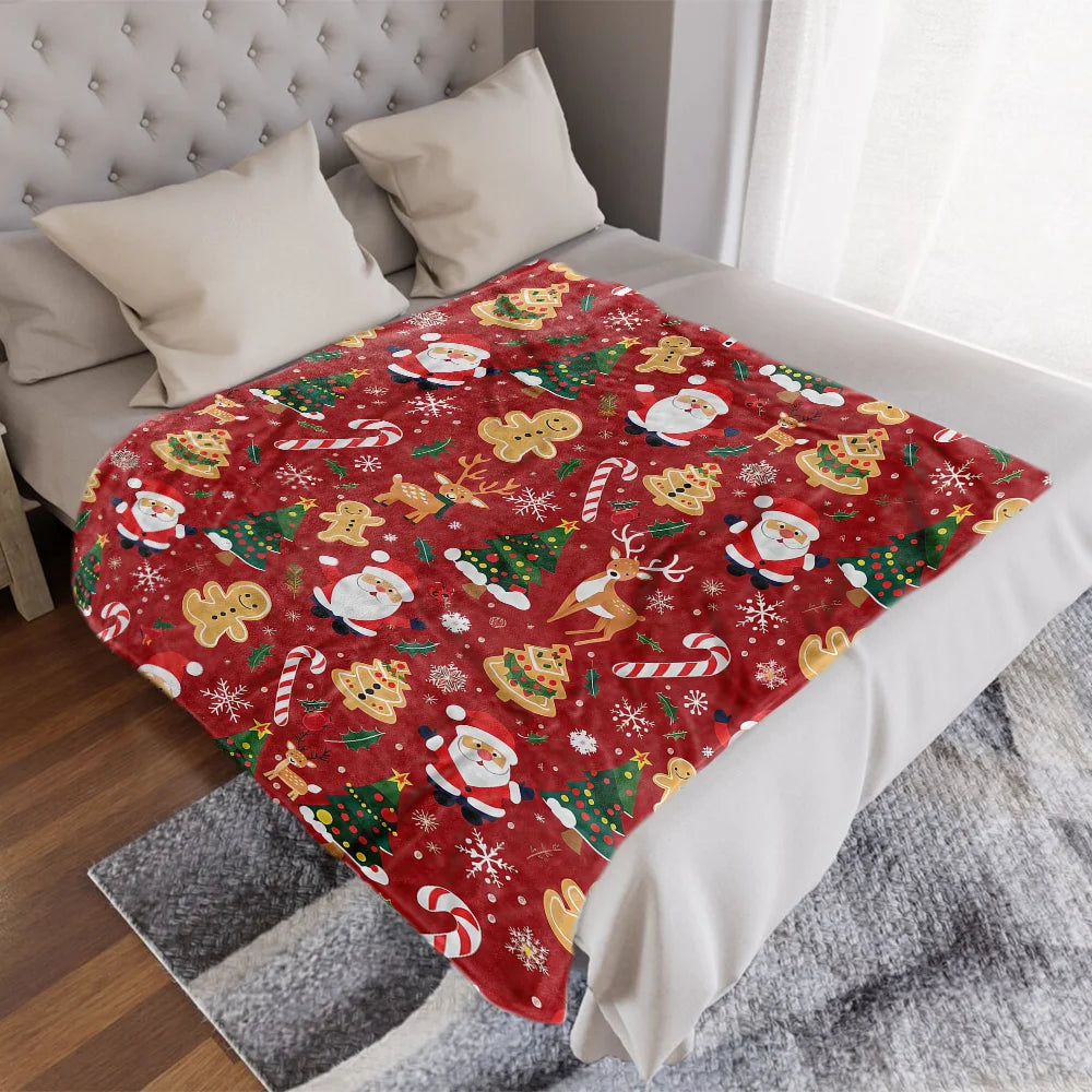 Festive Christmas Santa Throw Blanket