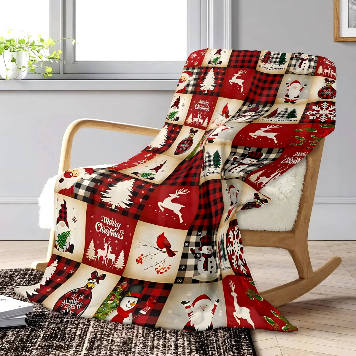 1pc Throw Christmas theme Pattern Flannel Blanket for Couch Bed Sofa Cozy Comfy Warm blankets for Festival Gifts Christmas Decor