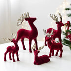 Christmas elk glitter burgundy flocked deer ornament,