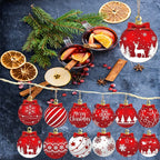 Red White Wooden Christmas Ball Ornament, Elk