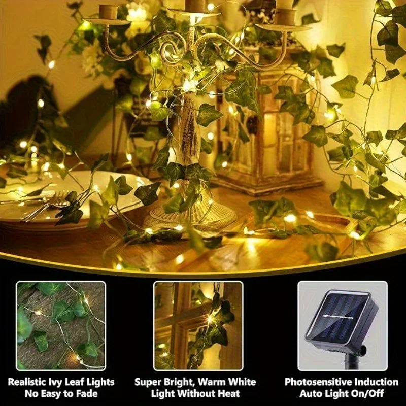 Solar Ivy Leaf Fairy Lights
