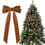 Velvet Bows Christmas Tree Decorations,Pink Large Topper