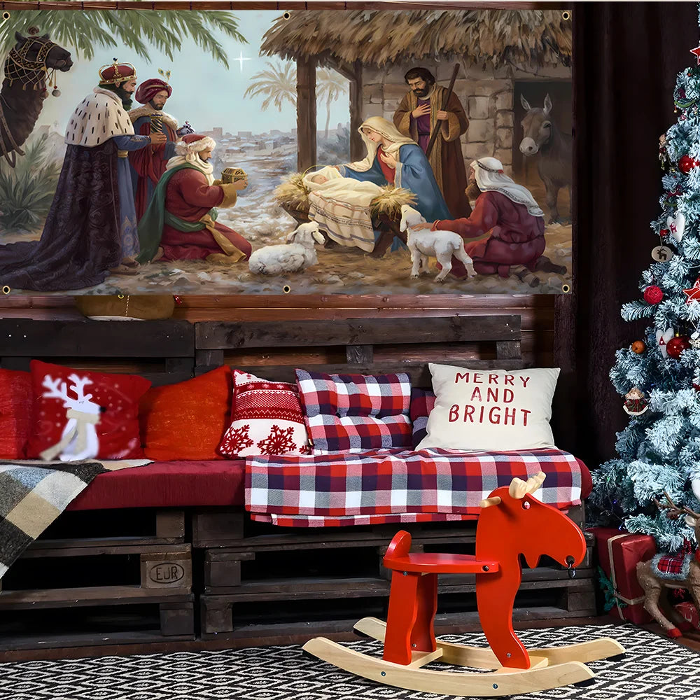 Christmas Jesus Birth Garage Door Banner