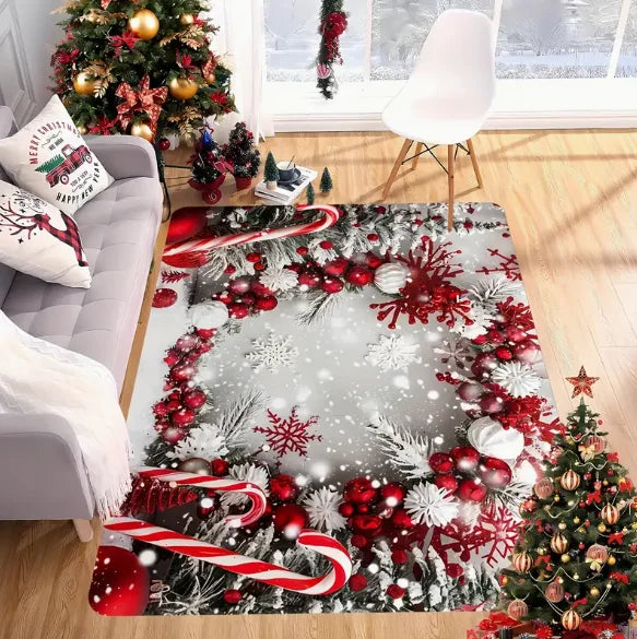 Festive Snowflake Holiday Rug