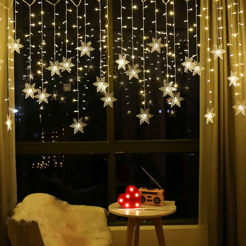 Christmas Snowflakes Flashing Curtain Holiday