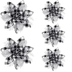 Glitter Artificial Christmas Flowers Merry Tree Ornaments