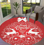 Santa Snowflake Round Holiday Rug