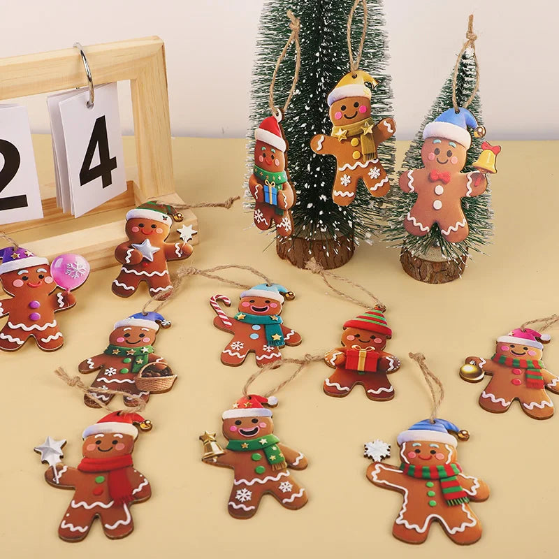 Christmas Gingerbread Man Ornaments Tree Wooden Hanging