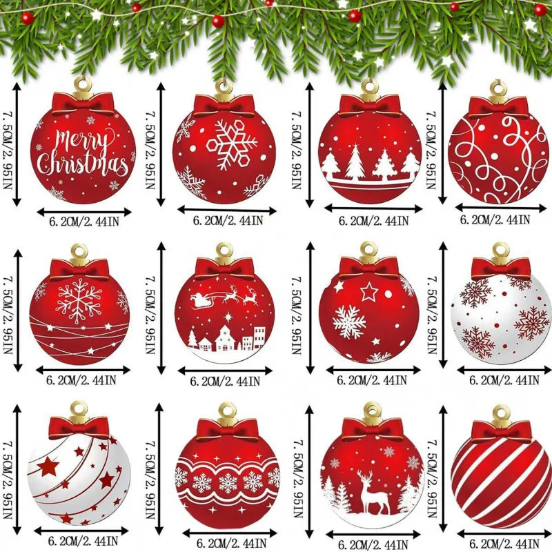 Red White Wooden Christmas Ball Ornament, Elk