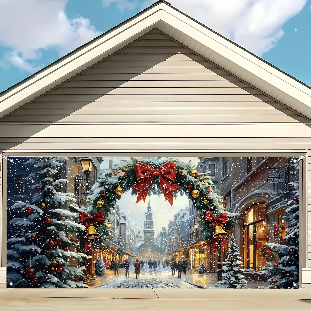 Christmas Winter Scene Garage Door Banner