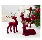 Christmas elk glitter burgundy flocked deer ornament,