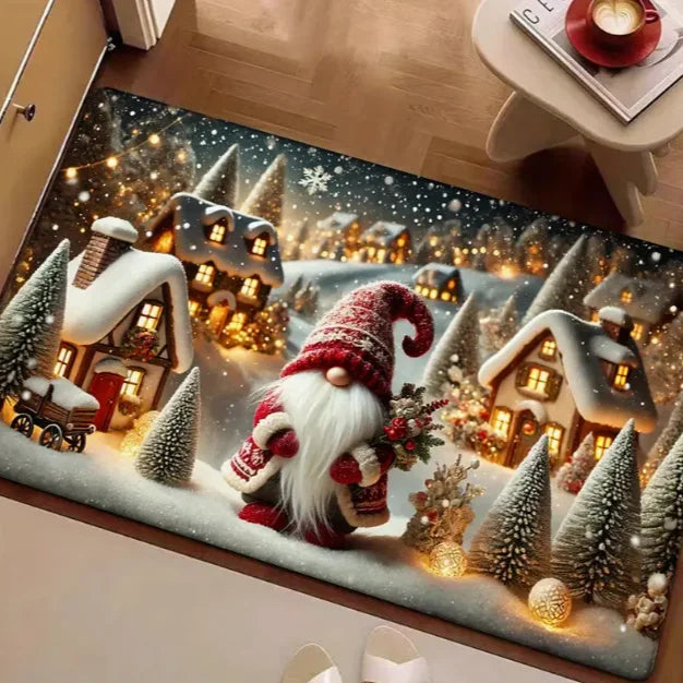 Cheerful Christmas Gnome Door Mat