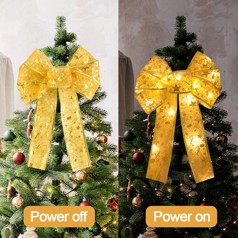 Christmas Tree Bow Ribbon Topper Hanging Ornament