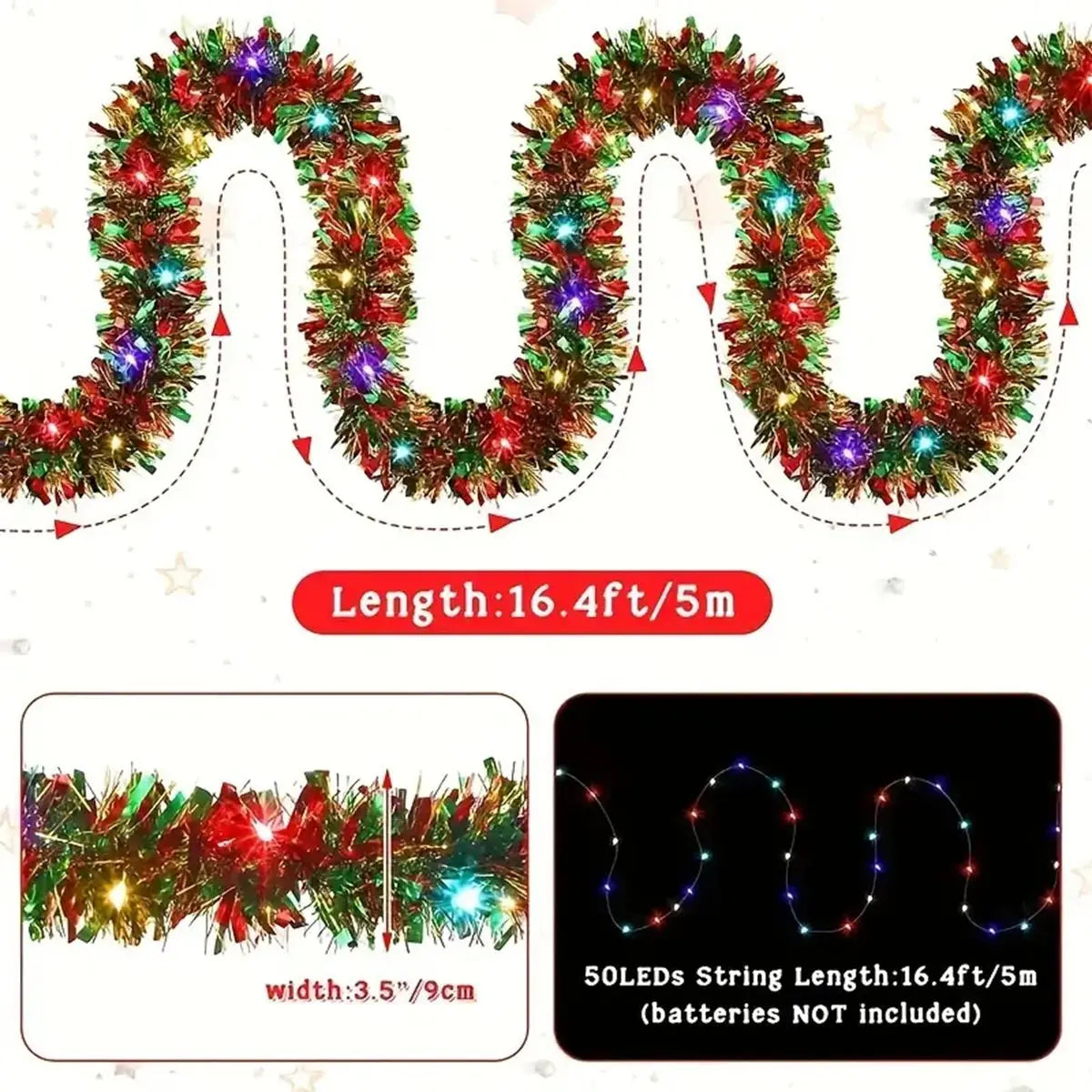 Metallic Christmas Tinsel Garland