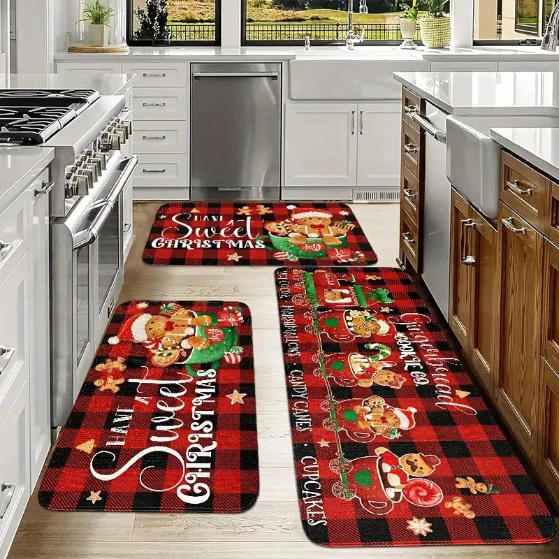 Christmas Cookies Tree Red Color Floor Mat