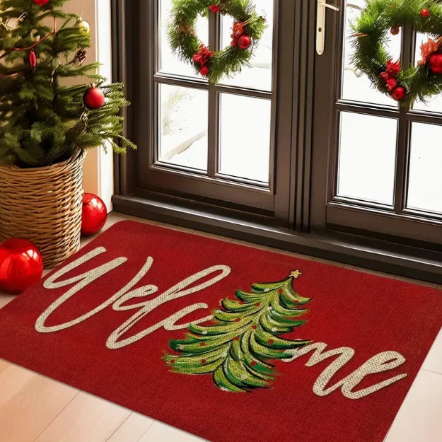 Cheerful Christmas Gnome Door Mat