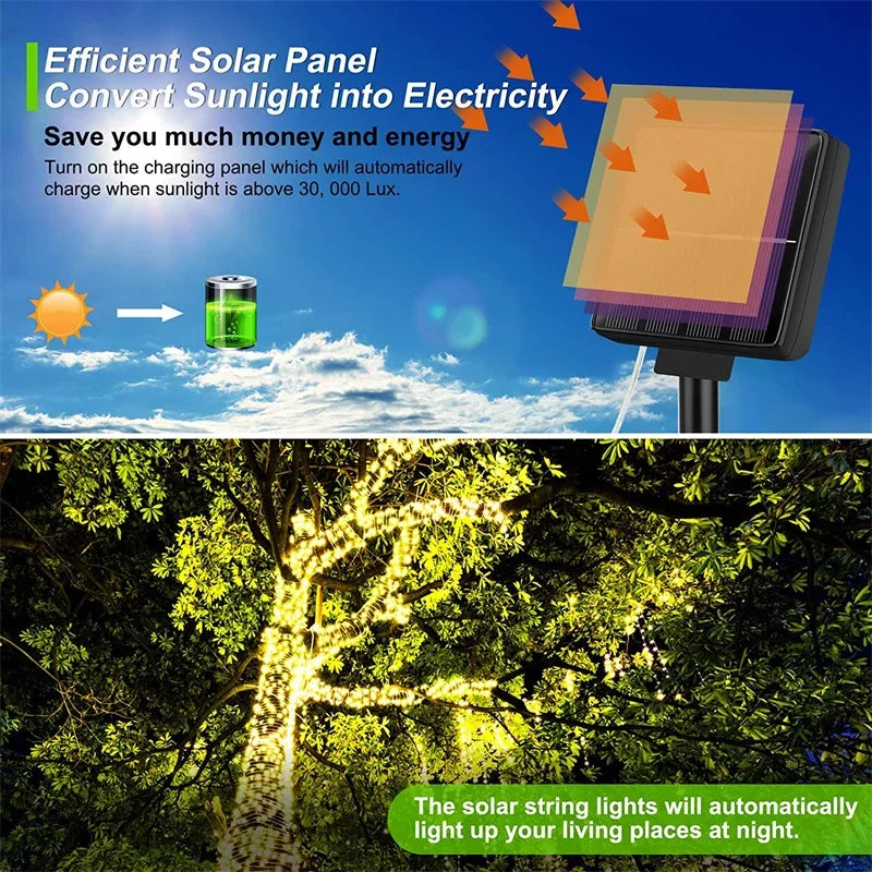 Solar Christmas Path Garland Lights