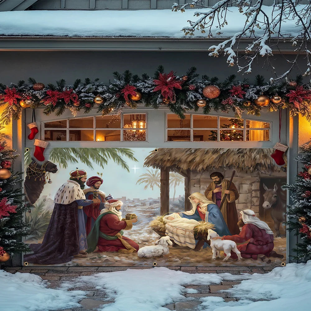 Christmas Jesus Birth Garage Door Banner
