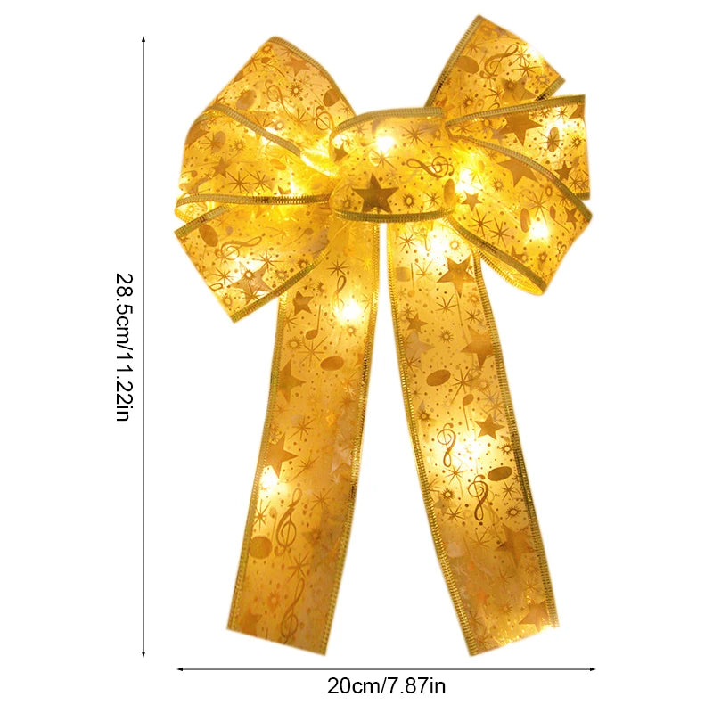 Christmas Tree Bow Ribbon Topper Hanging Ornament