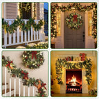 Christmas Garland Wreath With Pinecones Red Berries