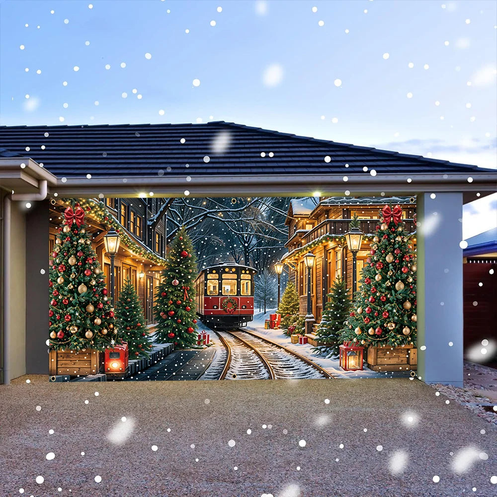 Christmas Express Train Garage Door Banner