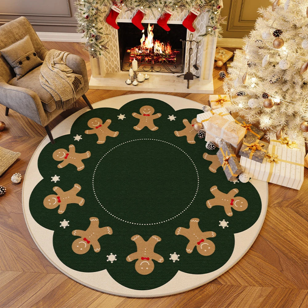 Christmas Tree Bow Round Rug