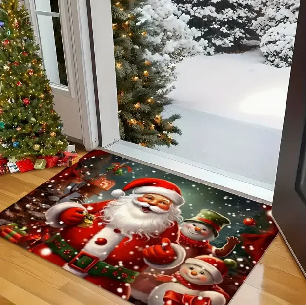 Cheerful Christmas Gnome Door Mat