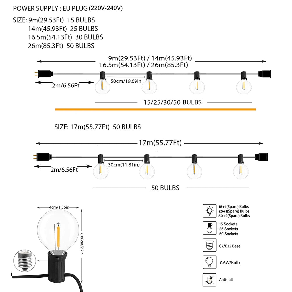 Festoon Patio Holiday String Lights