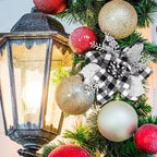 Glitter Artificial Christmas Flowers Merry Tree Ornaments