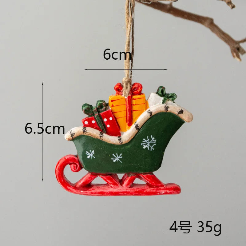 Merry Christmas Resin Santa angel Snowman Pendant
