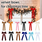 Velvet Bows Christmas Tree Decorations,Pink Large Topper