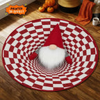 Christmas Gnome Round Rug Illusion Mat Holiday