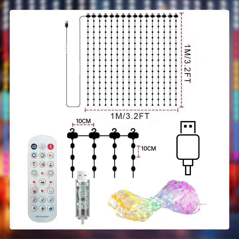 App Controlled Christmas Curtain Lights