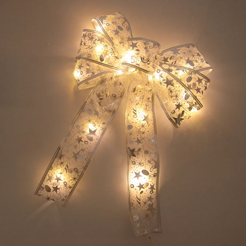 Christmas Tree Bow Ribbon Topper Hanging Ornament