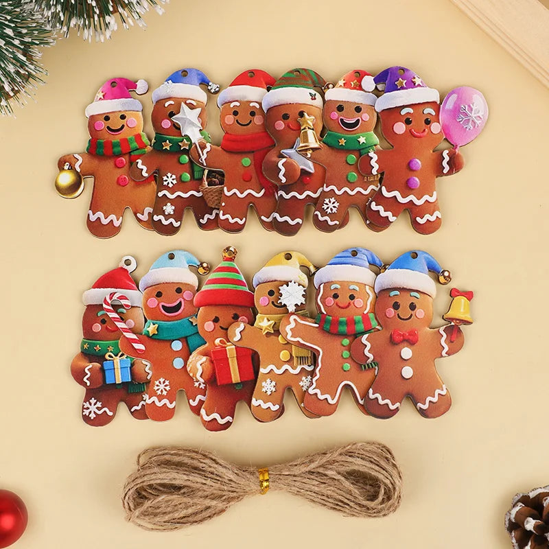 Christmas Gingerbread Man Ornaments Tree Wooden Hanging