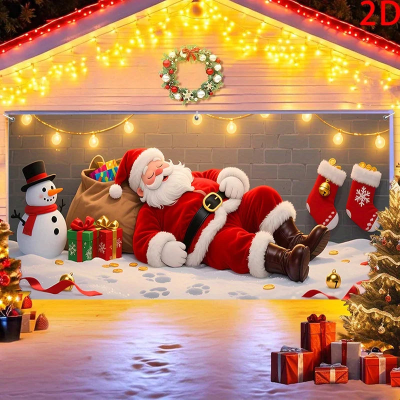 Christmas Santa Claus Garage Door Banner