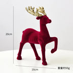 Christmas elk glitter burgundy flocked deer ornament,