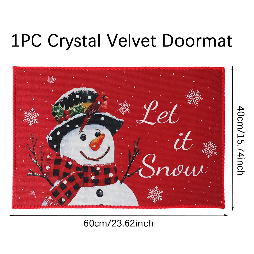 Christmas Door Mat Santa Claus Carpet Merry