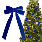Velvet Bows Christmas Tree Decorations,Pink Large Topper