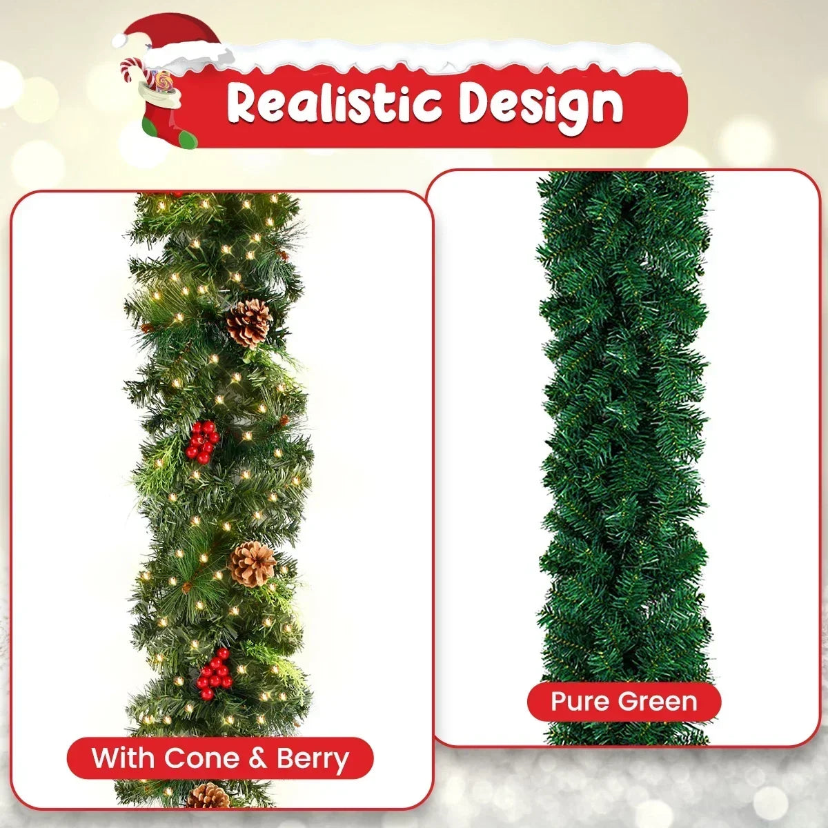 Christmas Garland Wreath With Pinecones Red Berries